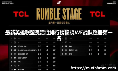 最新英雄联盟灵活性排行榜揭晓WE战队稳居第一名