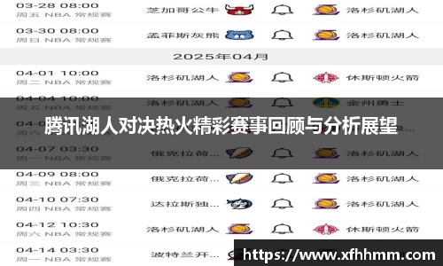 腾讯湖人对决热火精彩赛事回顾与分析展望